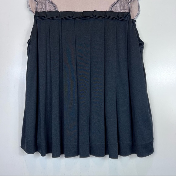 3.1 Philip Lim Silk Pleated Tan Black Top Blouse Size Large - Picture 9 of 13